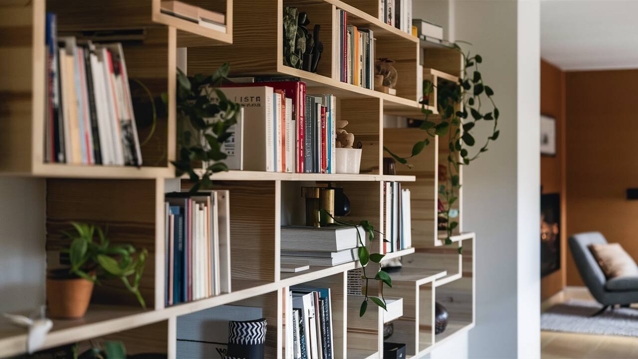 custom-built wall shelves