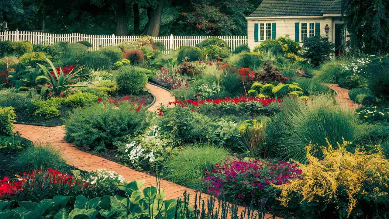 the meticulously landscaped gardens