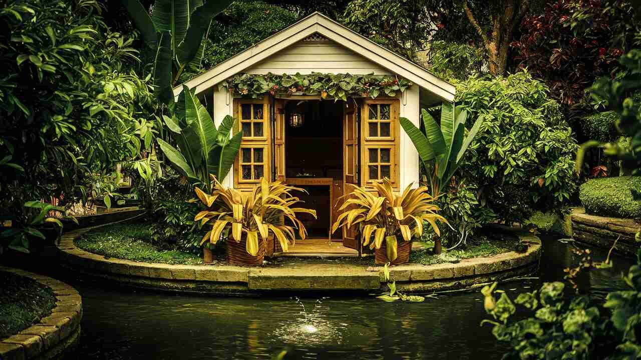 whimsical cigar hut nestled somewhere on the grounds