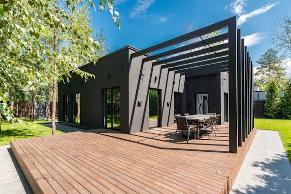 Cozy outdoor seating area created as part of an outdoor space upgrade. 