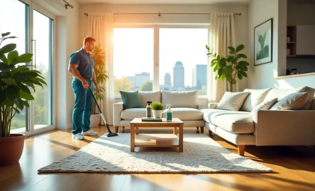 Clean Grand Rapids home interior showing professional cleaning services results with sparkling floors and dust-free furniture