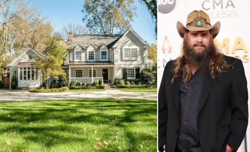 Chris Stapleton house exterior Franklin Tennessee mansion with white columns and wraparound porch