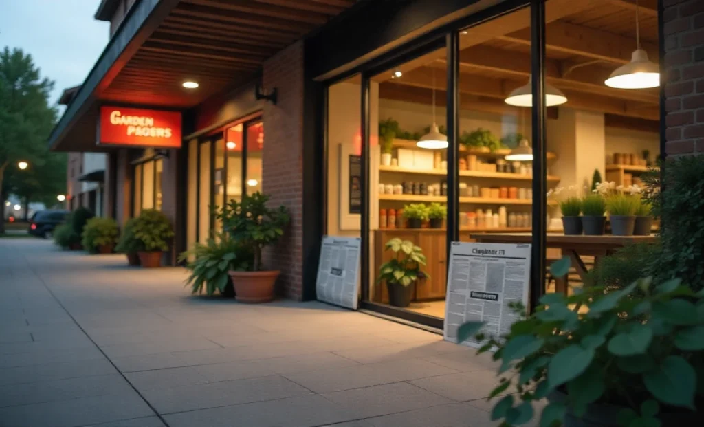 Home Depot rival garden center store closed with Chapter 11 bankruptcy filing signs after financial distress in retail market