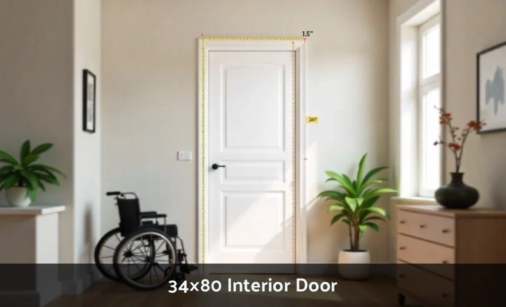 34×80 Interior Door: Complete Guide to Sizing, Installation & Buying 34×80 interior door installed in home with wheelchair showing accessibility and standard 34 inch width for bedroom or bathroom