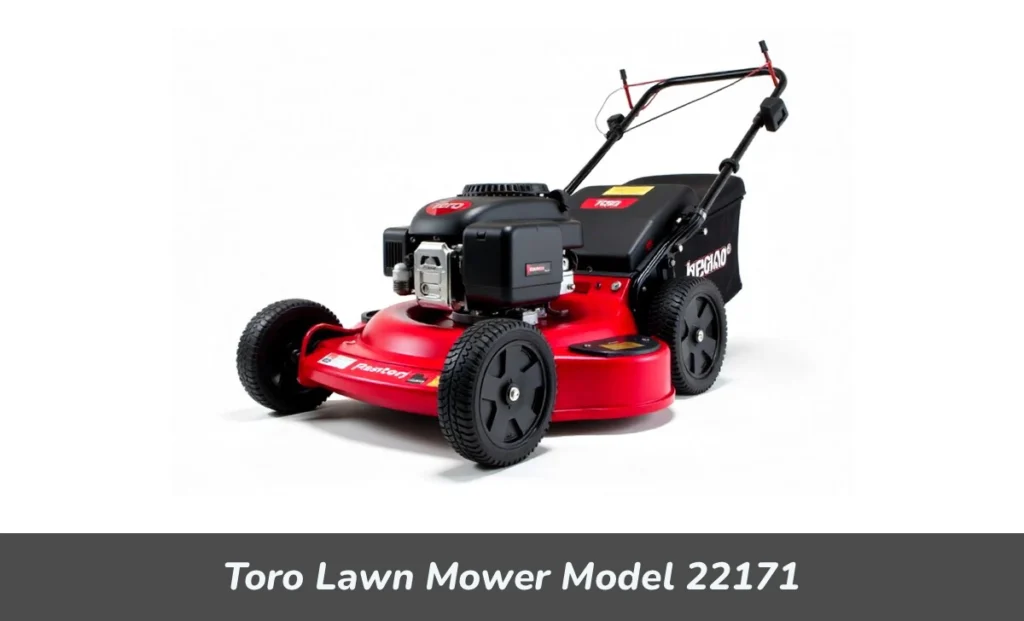 Toro Lawn Mower Model 22171: Complete Guide to Parts, Maintenance & Repairs Toro 22171 Recycler commercial lawn mower with red deck and recoil starter assembly for parts and maintenance guide