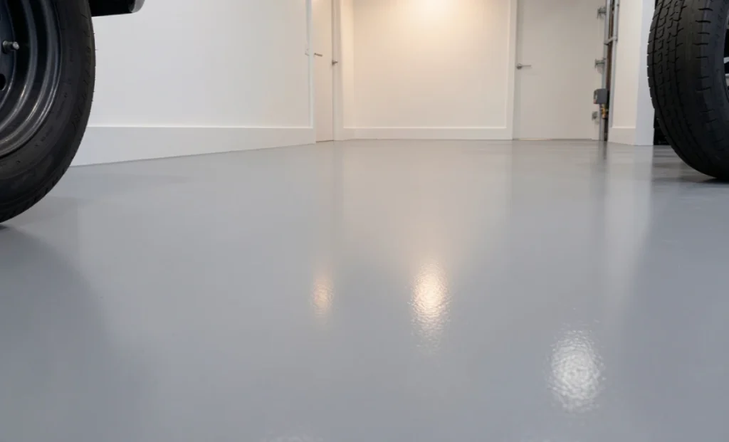 Epoxy Floor Coating: Types, Costs, and What to Know Before You Apply Glossy epoxy floor coating applied on a residential garage concrete floor