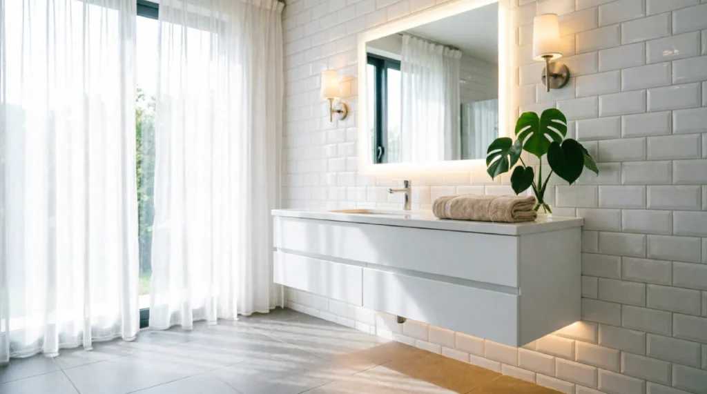 13 Summer Bathroom Lighting Ideas That Improve Brightness Image of , Bathroom, on Homedecortoday.