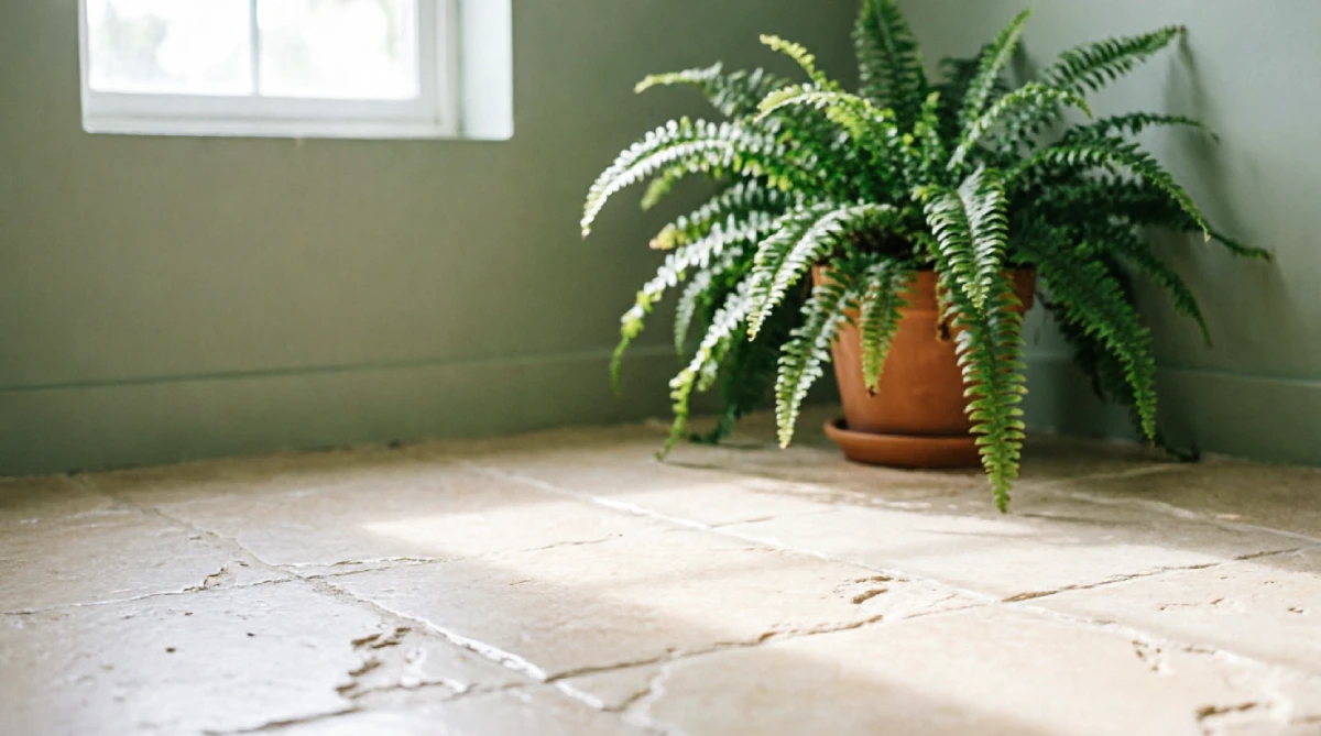 Cream limestone tiles in a bathroom that stay cool during summer