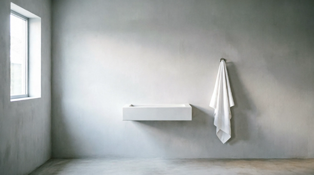 Minimal bathroom with intentional empty wall space for a serene summer look