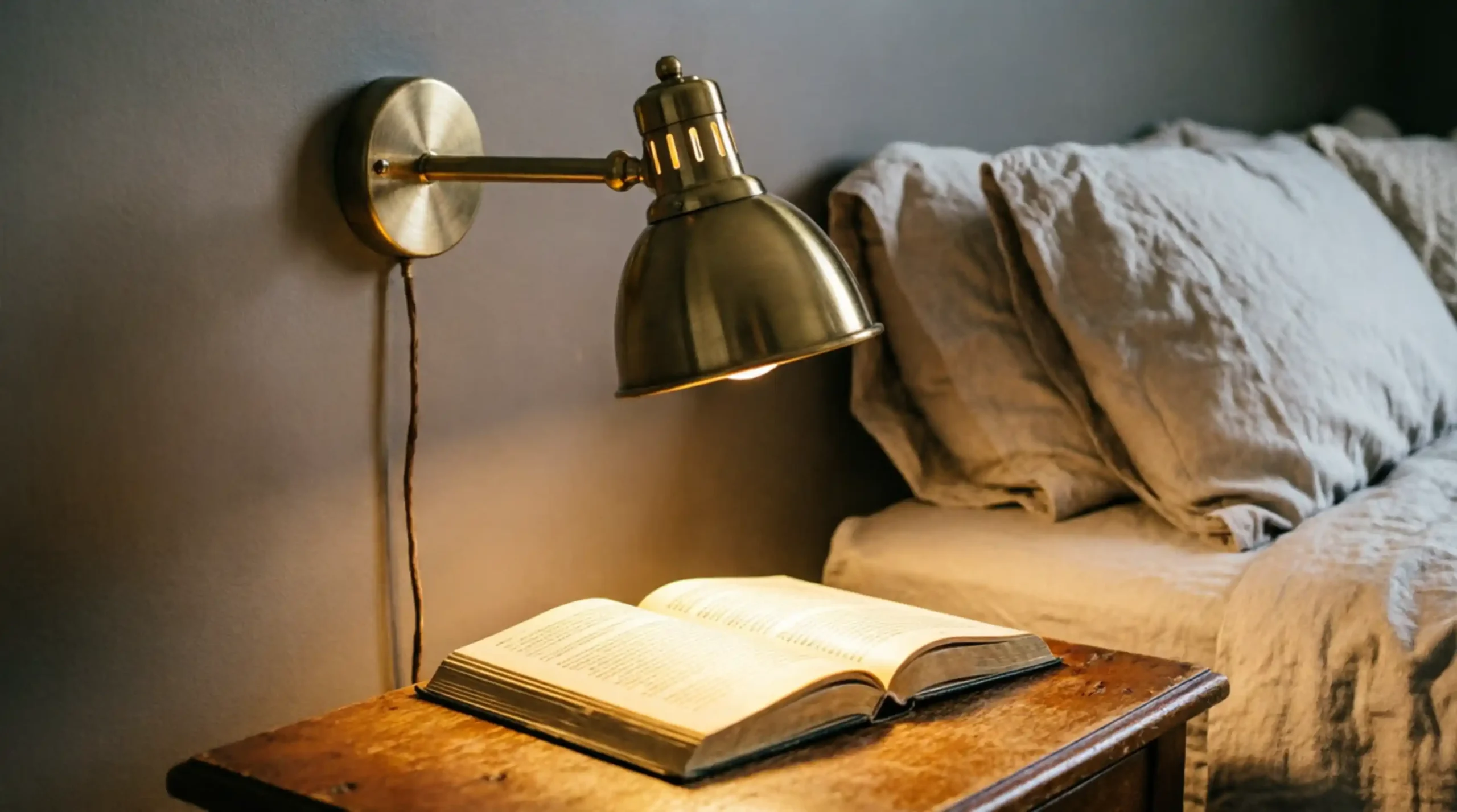 Adjustable warm bedside reading light offering focused soft brightness without glare