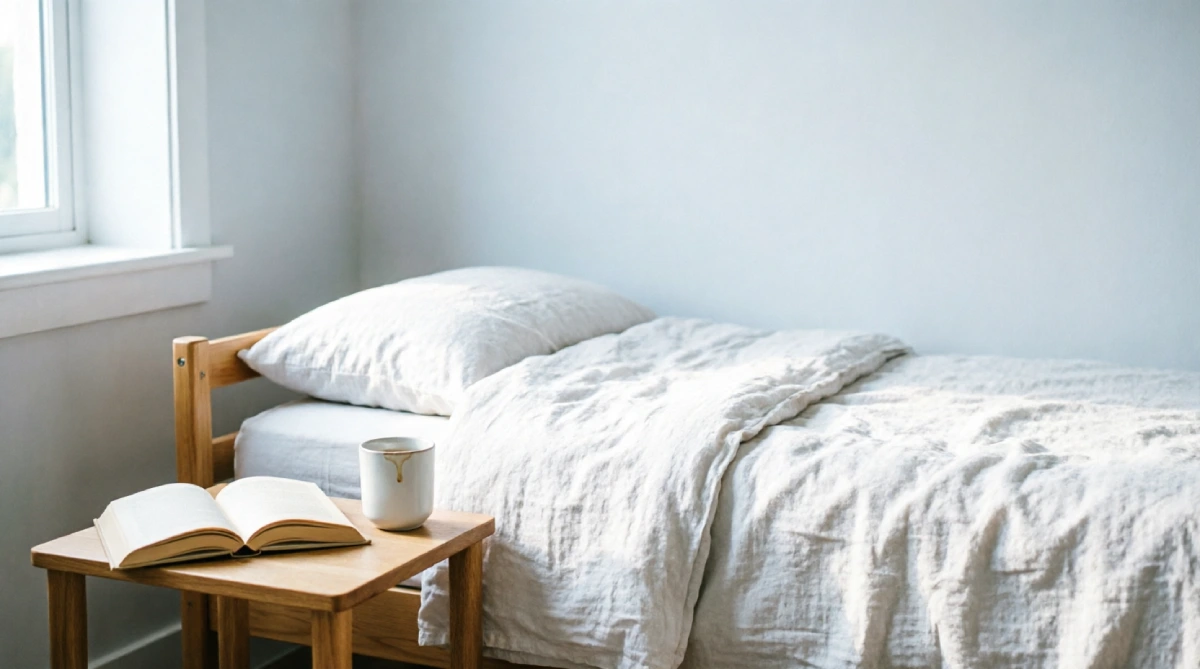 Fresh white accent wall behind bed for a budget summer bedroom cooling update