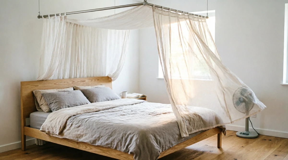 12 Summer Bedroom Layout Ideas That Improve Comfort - Bedroom - Homedecortoday Sheer canopy over the bed creating a cooler microclimate in a summer bedroom