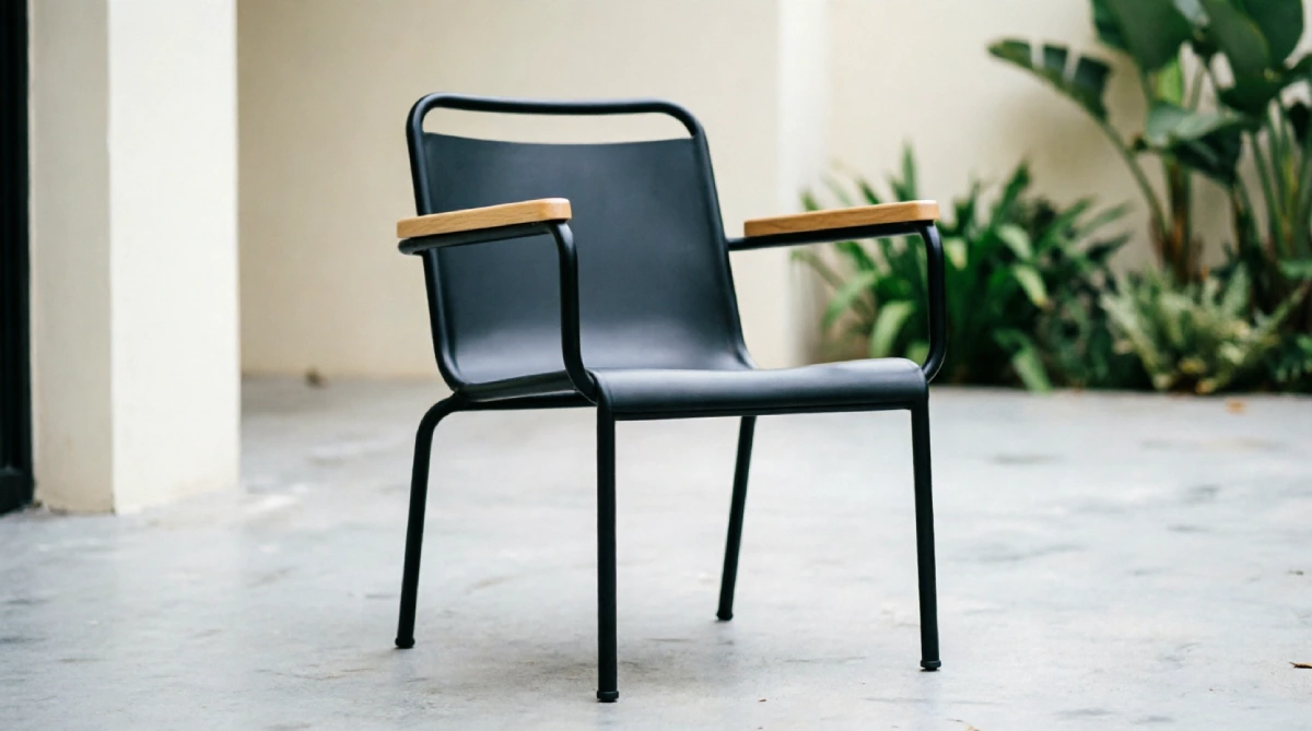 Raised outdoor chair with space underneath for a cleaner look.