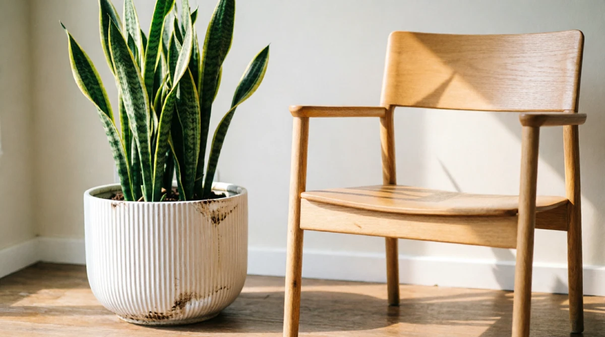 Snake plant adding fresh greenery to a modern summer living room keep clean look.