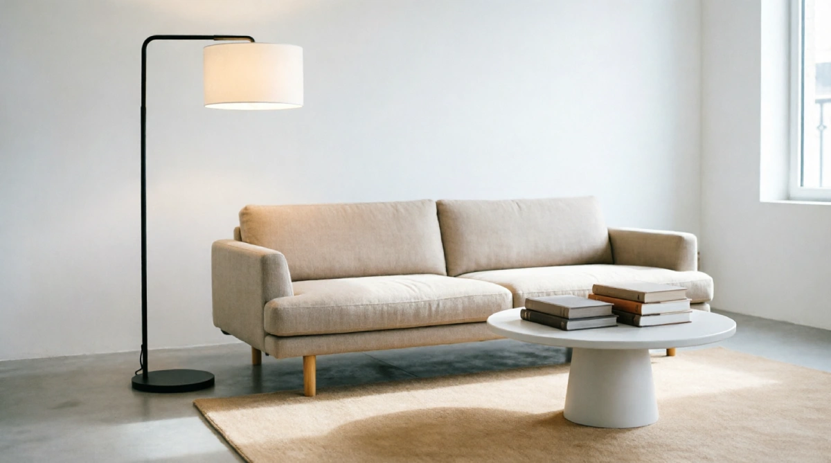 Low-profile modern sofa in a summer living room creating an open, uncluttered feel.
