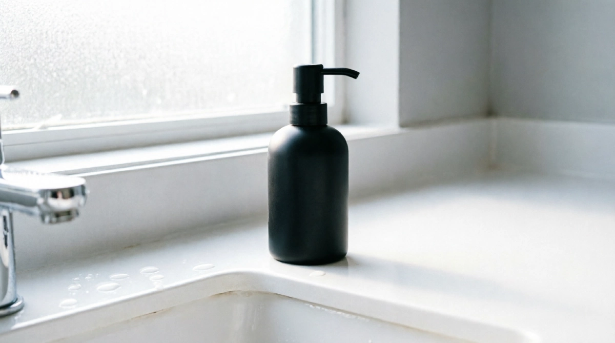 Minimal bathroom counter with a single soap dispenser for a clutter-free summer look