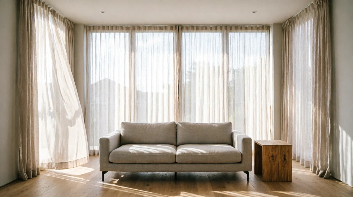 10 Minimal Summer Living Room Ideas for Simplicity - Living Room - Homedecortoday Sheer curtains filtering sunlight in a minimal summer living room