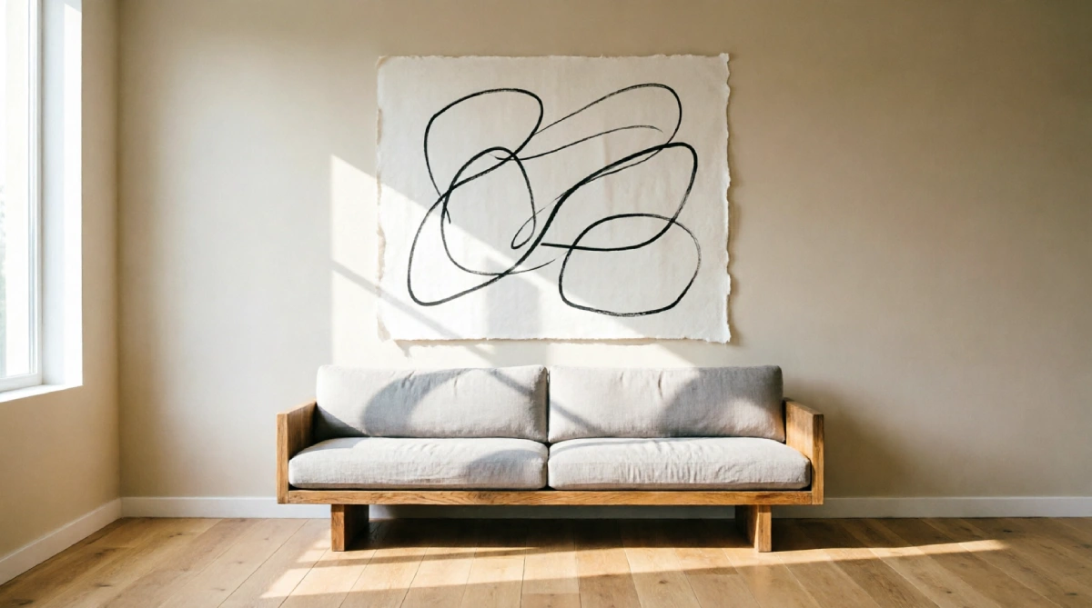 10 Minimal Summer Living Room Ideas for Simplicity - Living Room - Homedecortoday A single large piece of minimal art in a summer living room.