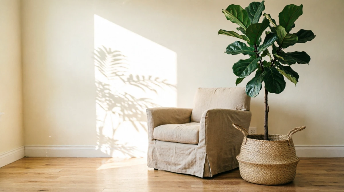 10 Minimal Summer Living Room Ideas for Simplicity - Living Room - Homedecortoday A single large plant as a focal point in a minimal summer living room