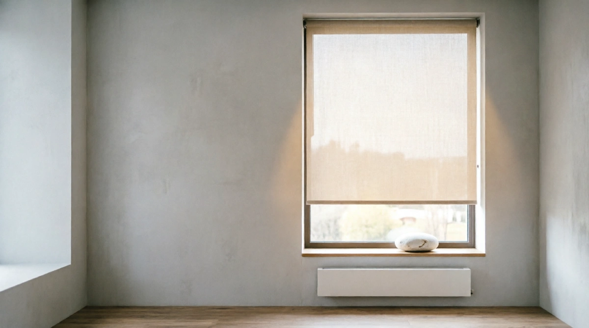 Simple roller shades in a summer bedroom, keeping the window area neat and the light soft.