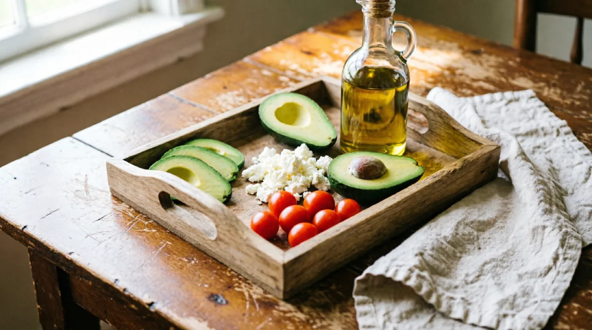 No-cook meal setup in a budget summer kitchen using fresh ingredients and zero heat