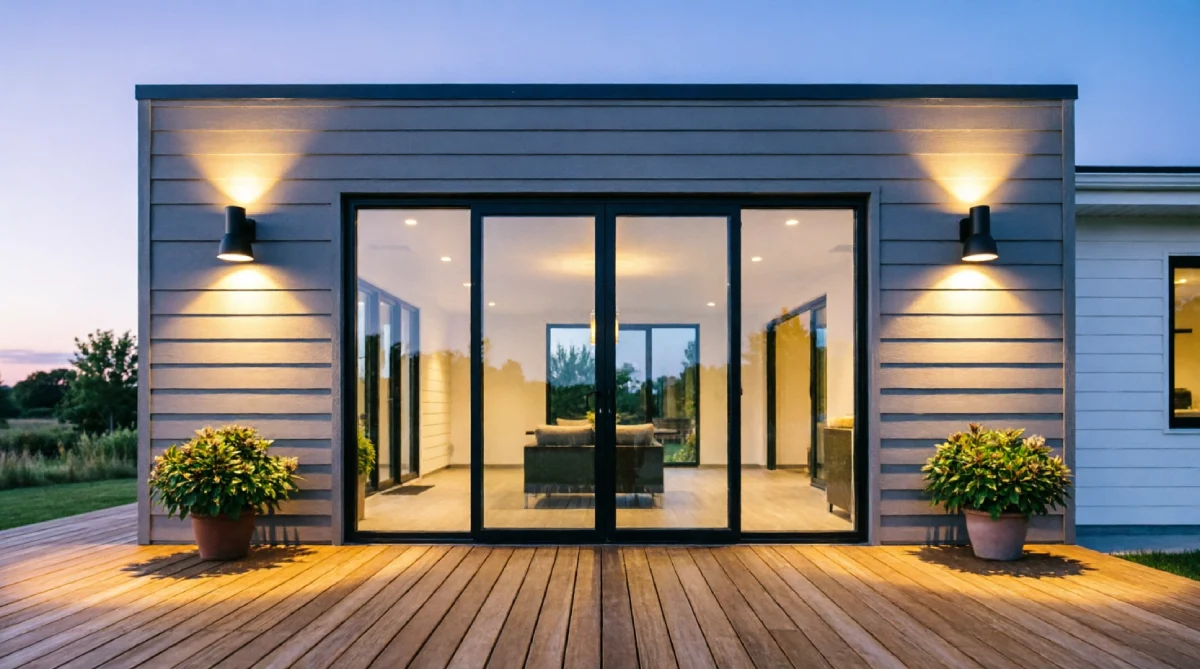 12 Outdoor Lighting Ideas for Summer Nights - Outdoor Living - Homedecortoday Outdoor wall sconces providing downlight by a back door at dusk