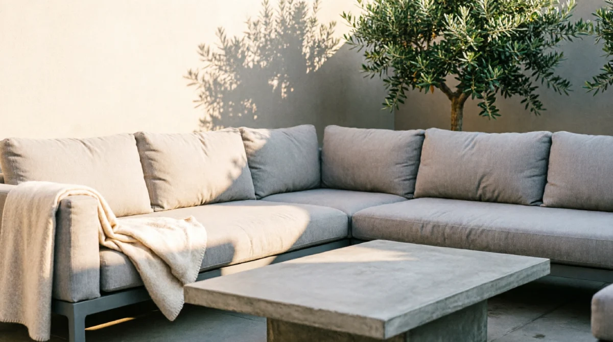 L-shaped outdoor sofa layout creating a cozy conversation zone that improves backyard space