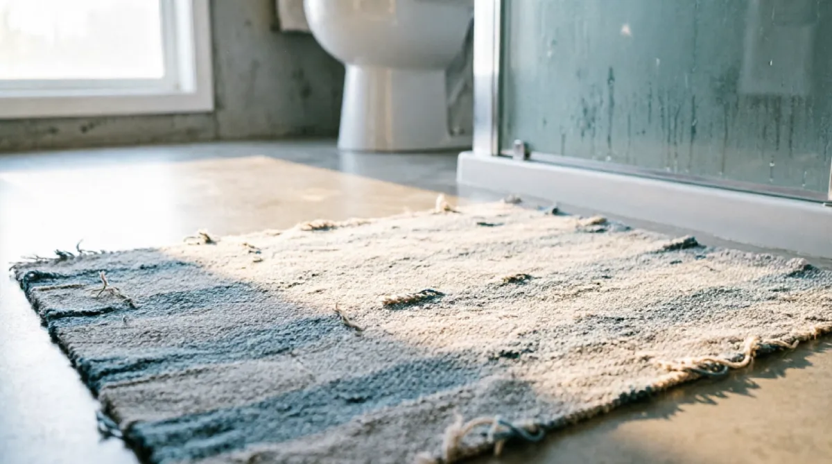 Washable cotton runner rug in a bathroom, ideal for a clean summer styling