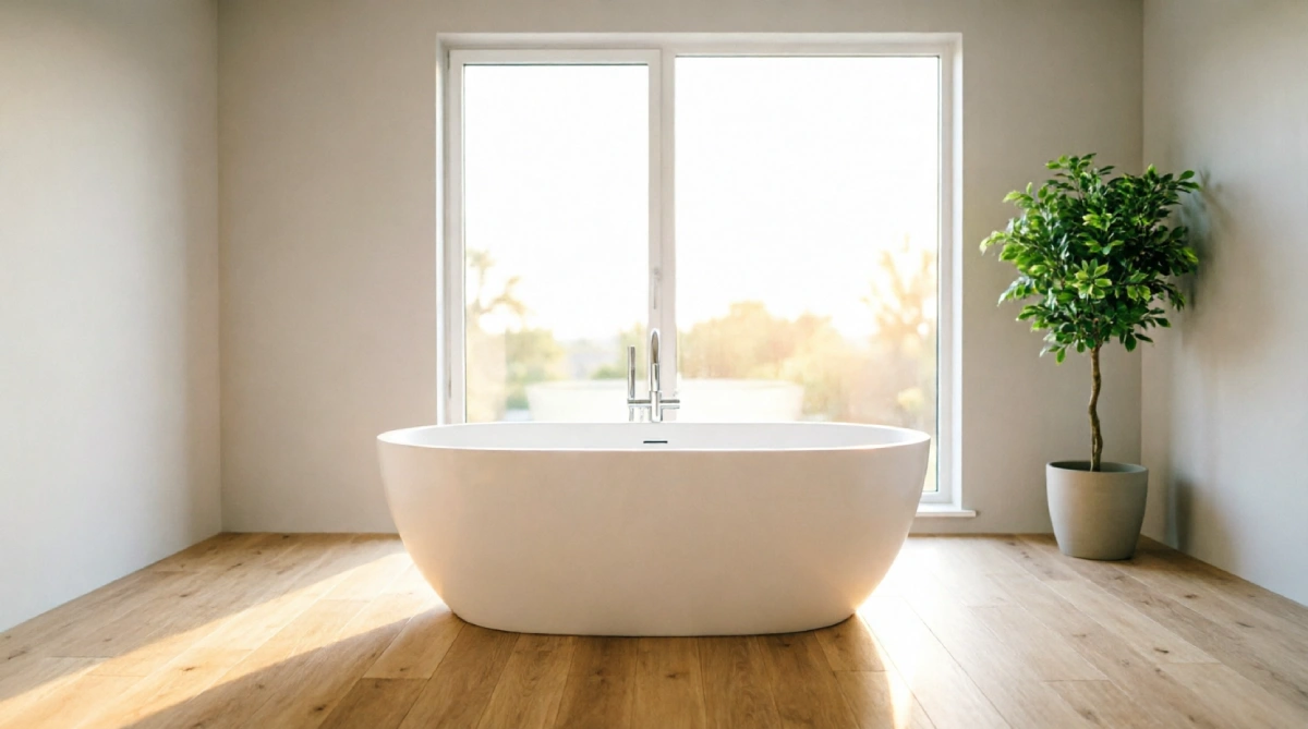12 Summer Bathroom Layout Ideas That Improve Space - Bathroom - Homedecortoday A central freestanding tub layout with open circulation in a bright summer bathroom