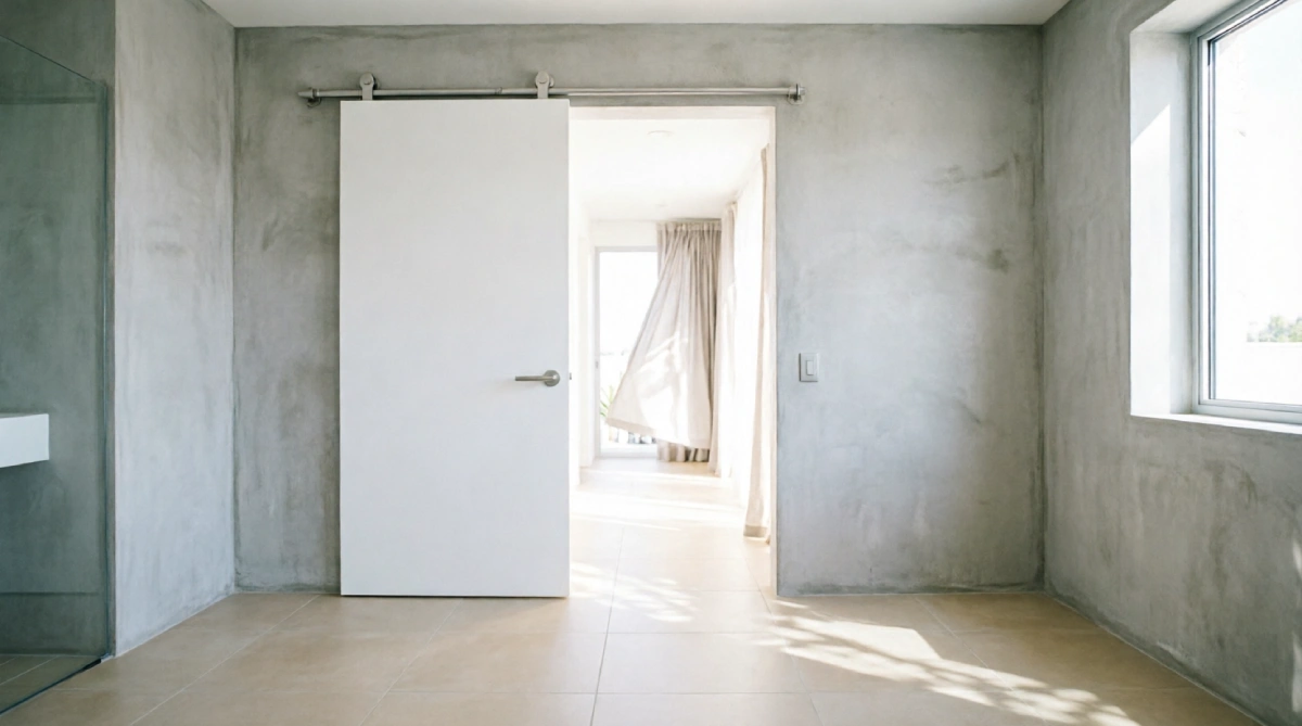 12 Summer Bathroom Layout Ideas That Improve Space - Bathroom - Homedecortoday A bathroom with a pocket door layout that saves space and improves summer airflow.