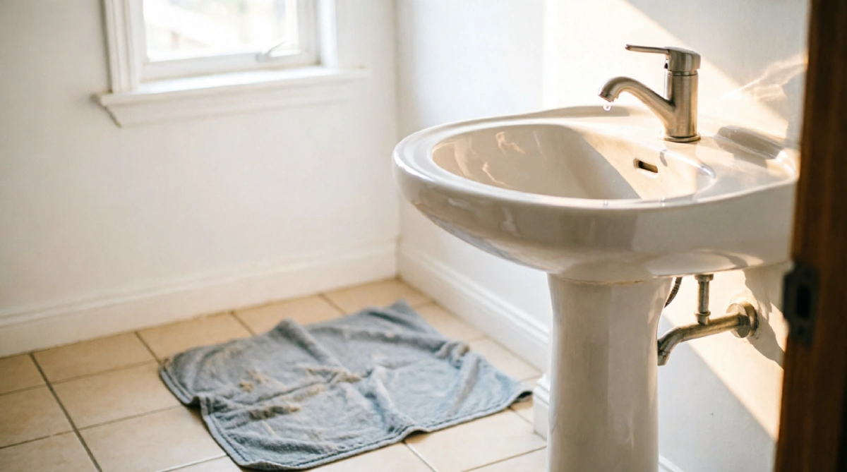  Bright bathroom with soft white walls and natural sunlight creating a cool, airy atmosphere