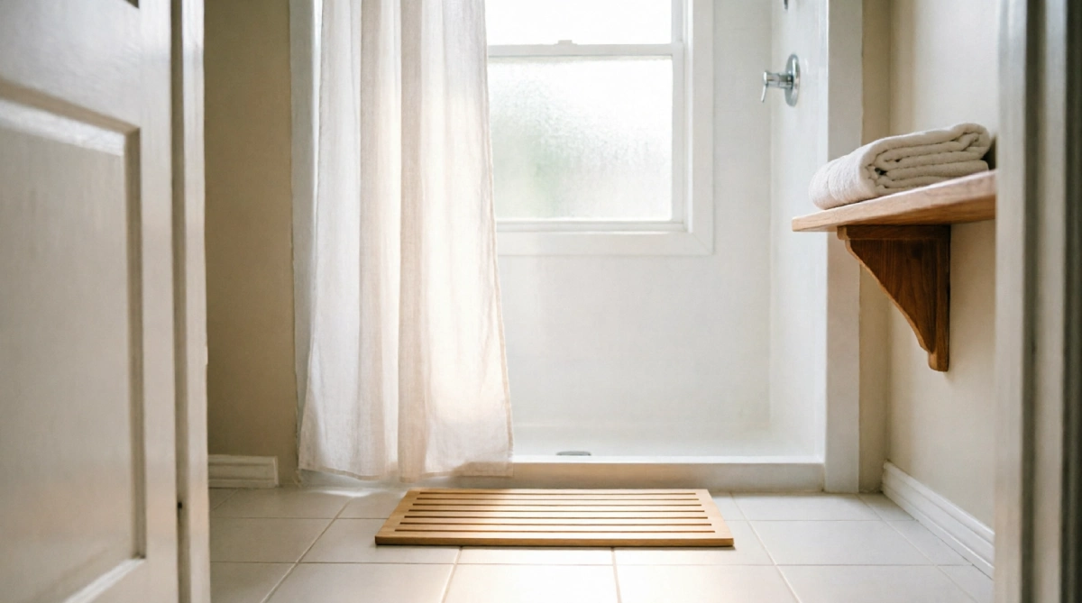 10 Easy Summer Bathroom Upgrades That Feel Fresh - Bathroom - Homedecortoday A bright bathroom with a linen shower curtain letting in soft summer light.