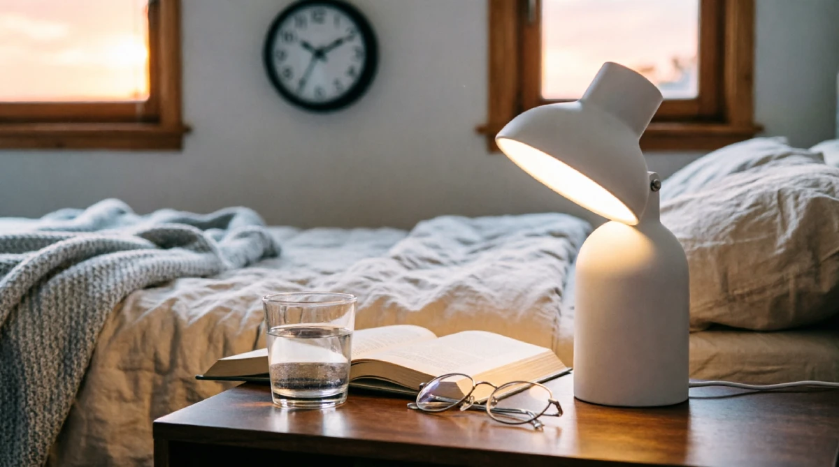 Cool-running LED bedside lamp contributing to summer bedroom comfort