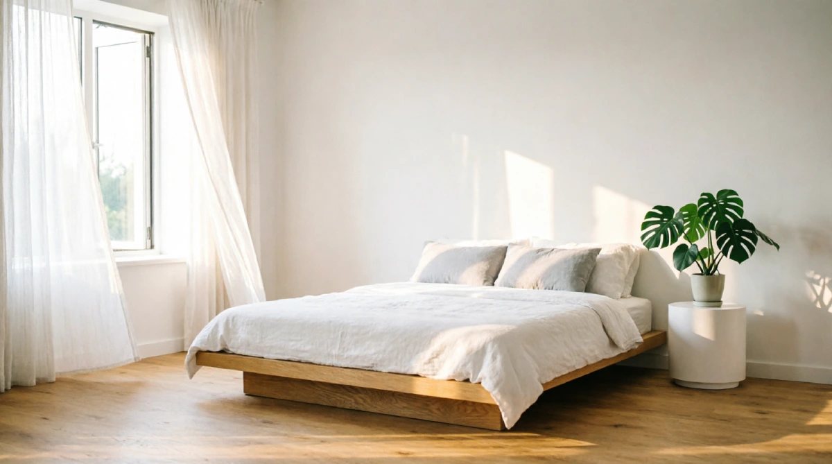 10 Easy Summer Bedroom Upgrades That Improve Sleep - Bedroom - Homedecortoday A clutter-free summer bedroom with open floor space for better airflow.