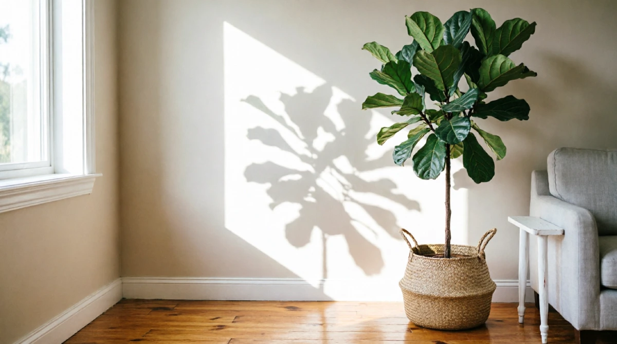 15 Summer Bedroom Styling Ideas for a Relaxing Look - Bedroom - Homedecortoday Tall fiddle-leaf fig plant in a woven basket placed in a naturally lit bedroom corner