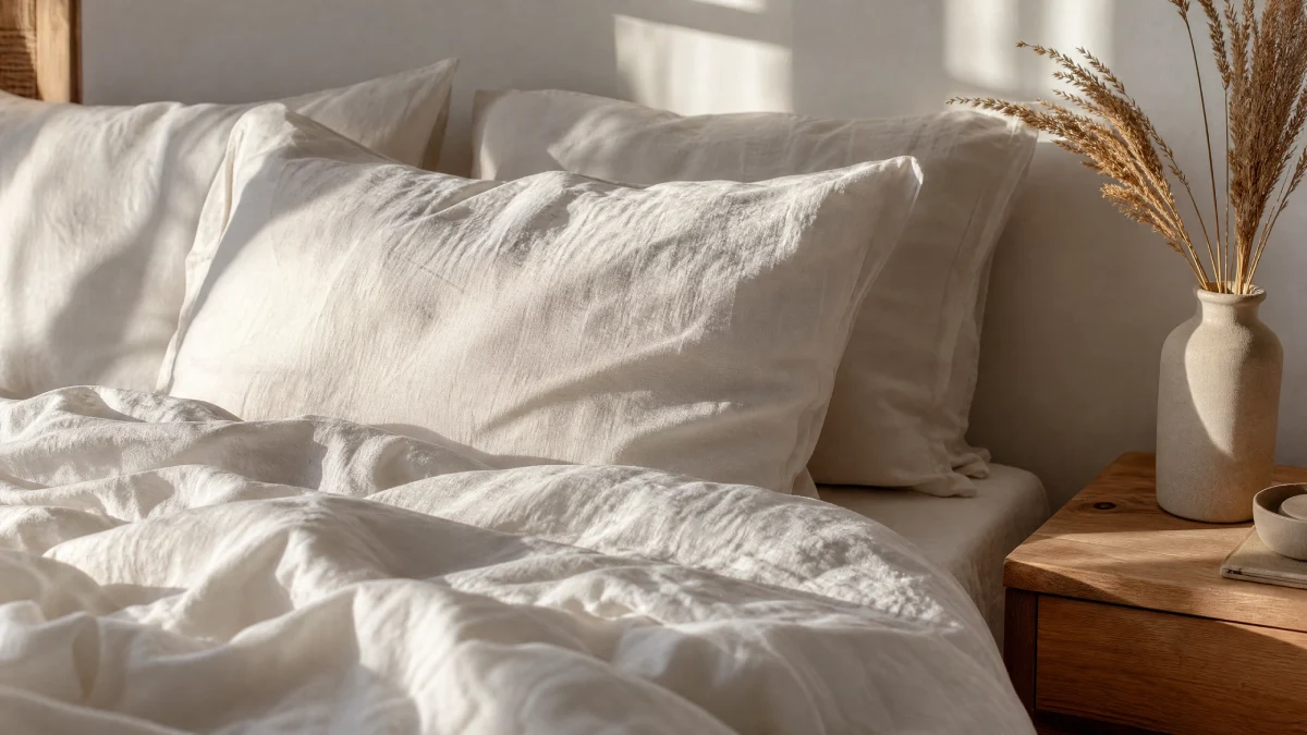 13 Summer Bedroom Decor Ideas That Feel Light and Relaxing - Bedroom - Homedecortoday White linen bedding on a bed in a bright summer bedroom with natural light