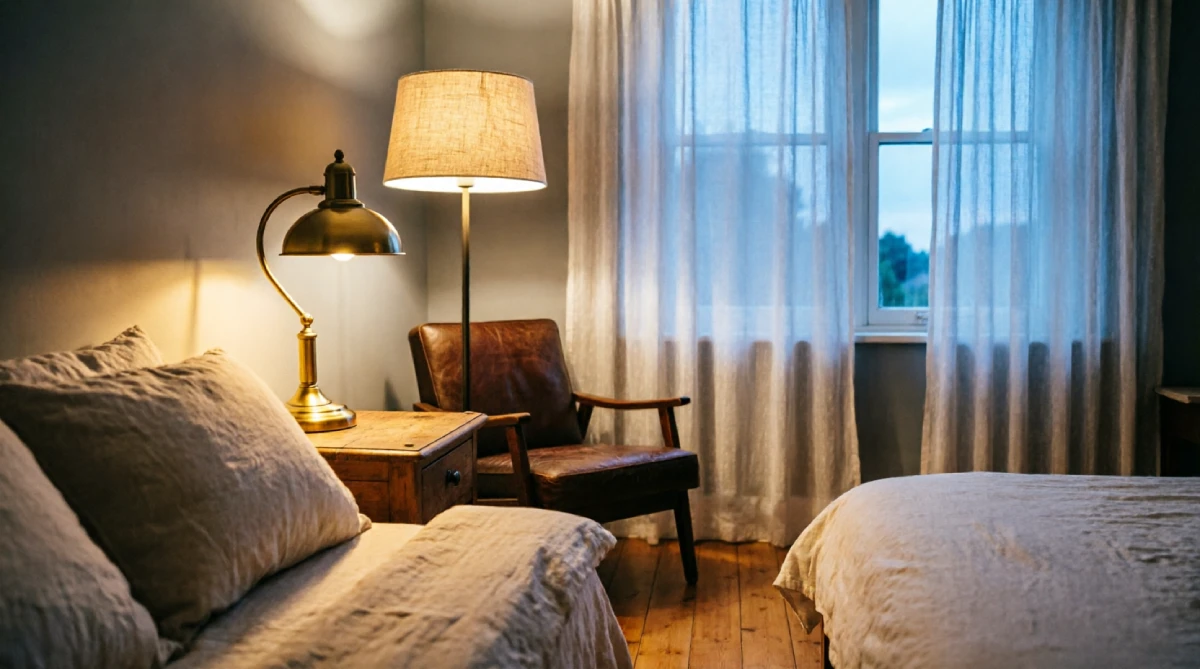 15 Summer Bedroom Styling Ideas for a Relaxing Look - Bedroom - Homedecortoday Bedroom at dusk lit by warm bedside and floor lamps with no overhead light