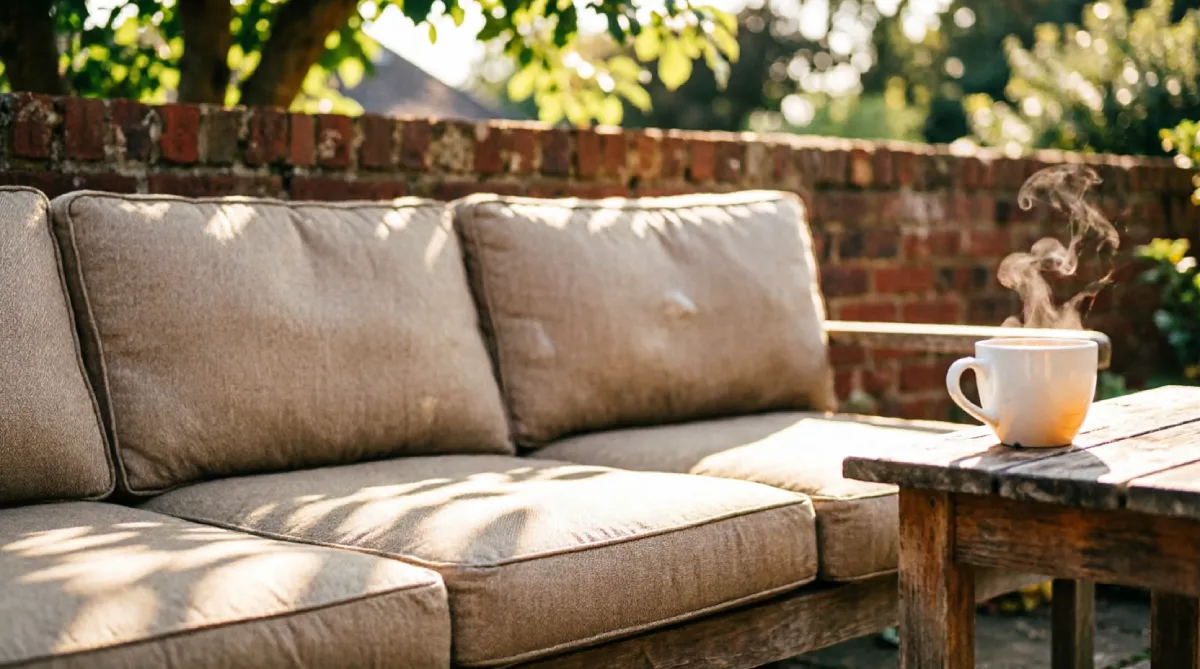 12 Summer Garden Seating Ideas for Comfort - Outdoor Living - Homedecortoday Deep seating outdoor sofa with weatherproof cushions in a sunny garden corner