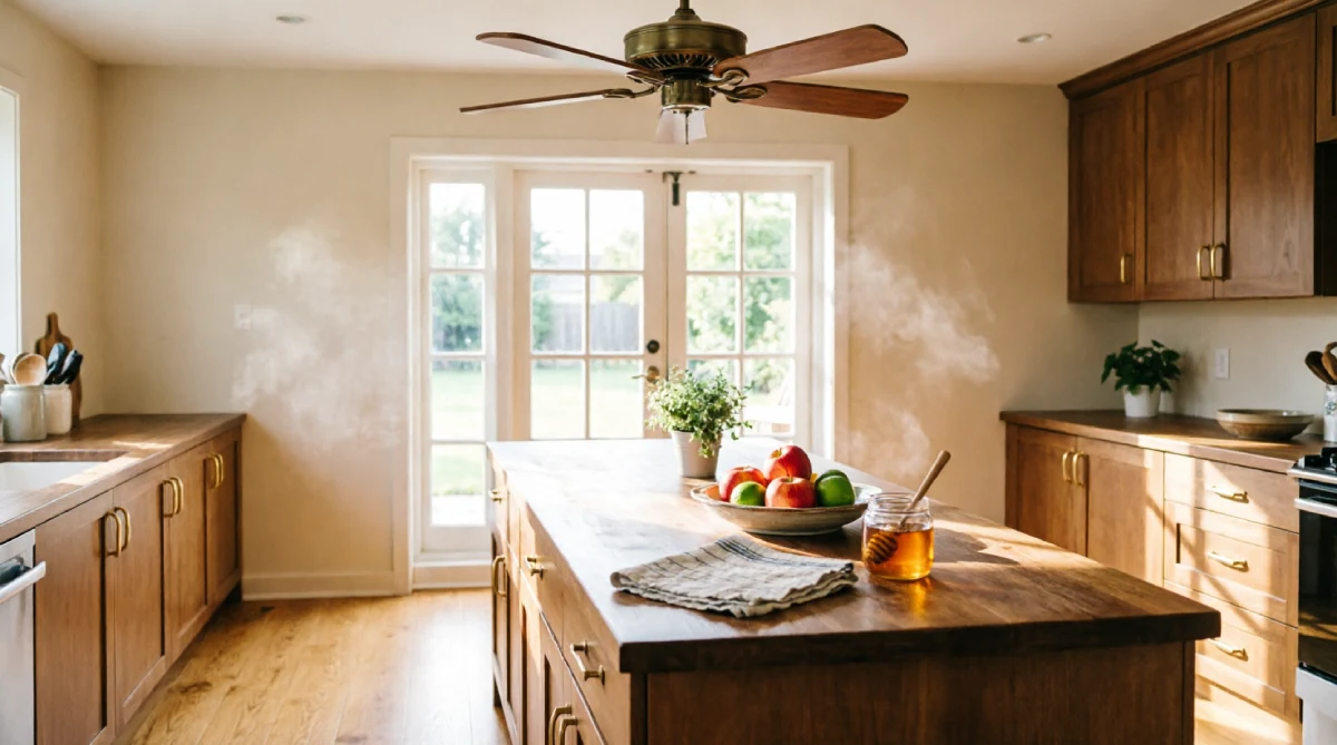 12 Summer Kitchen Layout Ideas That Improve Airflow and Movement - Kitchen - Homedecortoday Ceiling fan in kitchen for improved air movement