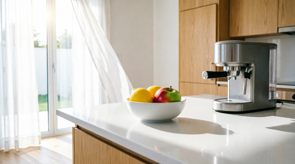 12 Summer Kitchen Layout Ideas That Improve Airflow and Movement - Kitchen - Homedecortoday Decluttered kitchen counter for better airflow and movement