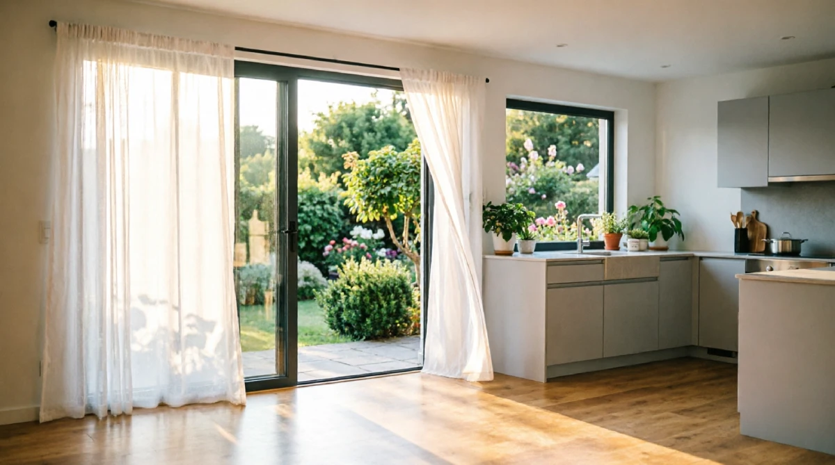 12 Summer Kitchen Layout Ideas That Improve Airflow and Movement - Kitchen - Homedecortoday Kitchen with wide sliding doors for cross ventilation