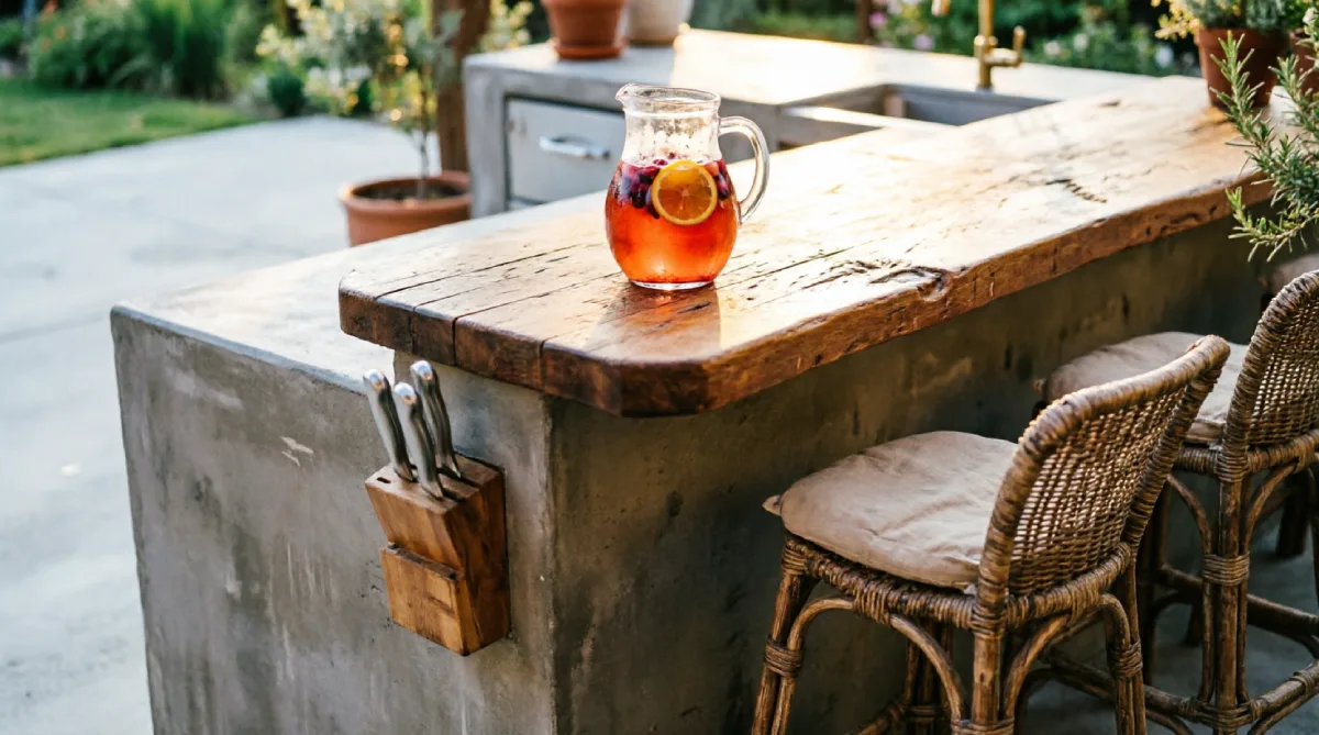12 Summer Kitchen Remodeling Ideas That Improve Functionality - Kitchen - Homedecortoday Multi‑level outdoor island that separates prep area from dining in a functional summer kitchen layout