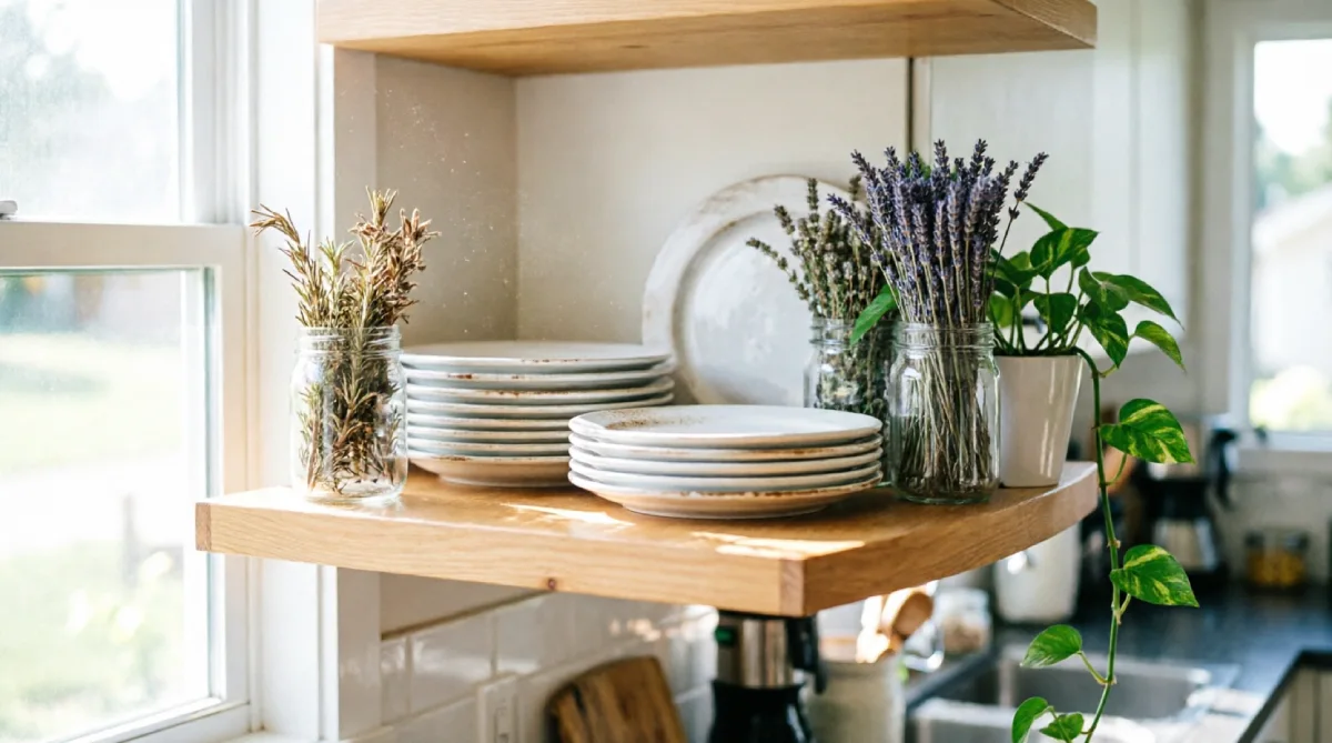 12 Summer Kitchen Remodeling Ideas That Improve Functionality - Kitchen - Homedecortoday Open shelving in an outdoor kitchen layout, improving accessibility and summer kitchen functionality