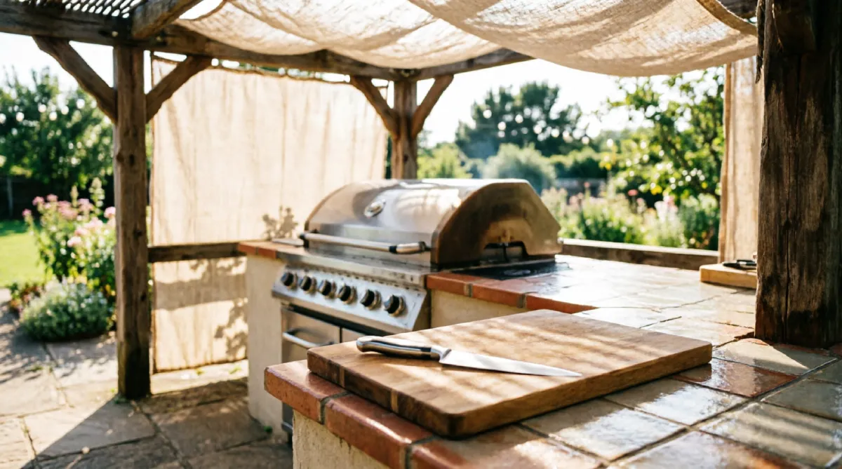 12 Summer Kitchen Remodeling Ideas That Improve Functionality - Kitchen - Homedecortoday Shaded outdoor kitchen workspace enhancing summer cooking functionality