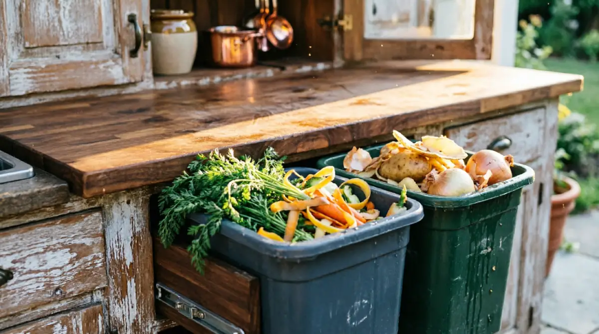 12 Summer Kitchen Remodeling Ideas That Improve Functionality - Kitchen - Homedecortoday Built‑in pull‑out trash bin positioned beside prep area for a functional outdoor kitchen layout