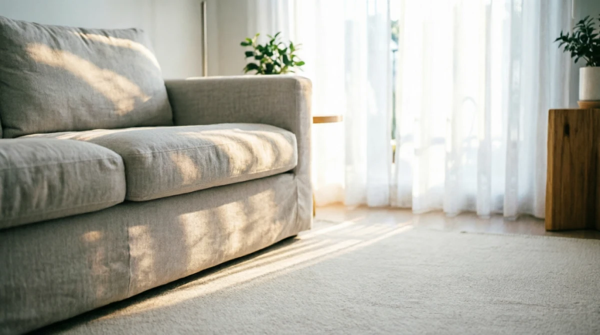 Flatweave cotton rug making the living room feel cooler in summer