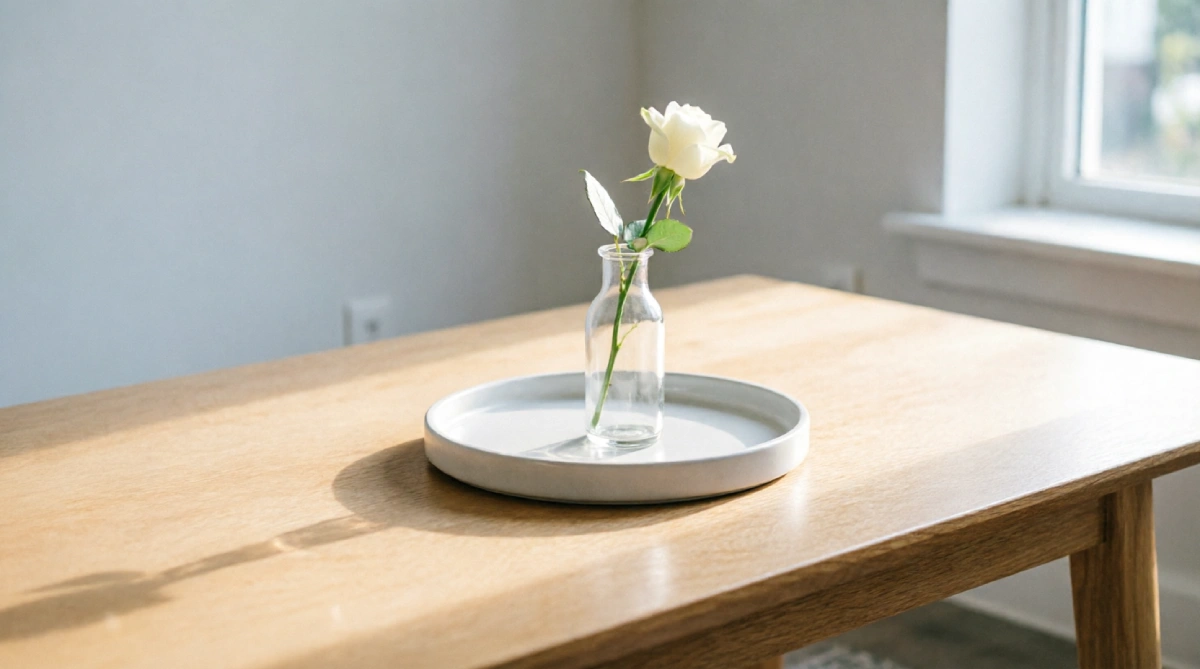 Decluttered surfaces in a summer living room styling approach