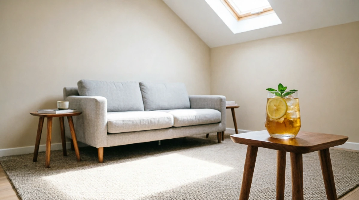 An open-center living room layout for summer with no coffee table, promoting better flow and movement.