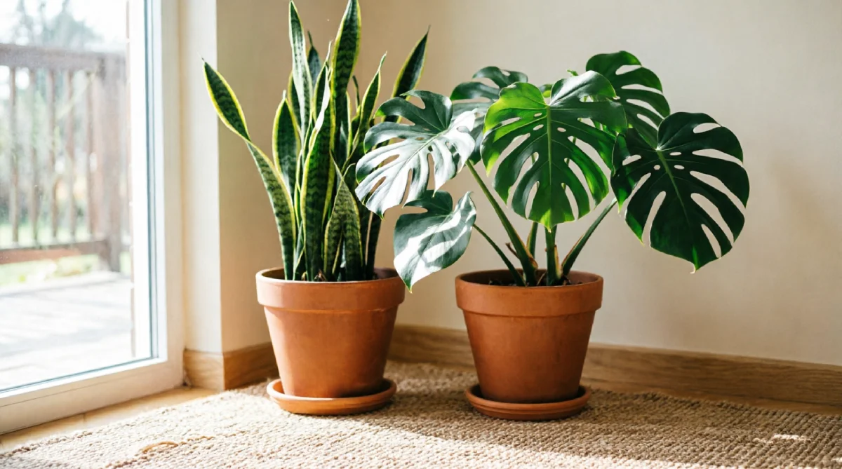 Indoor plants helping a summer living room feel cool and airy