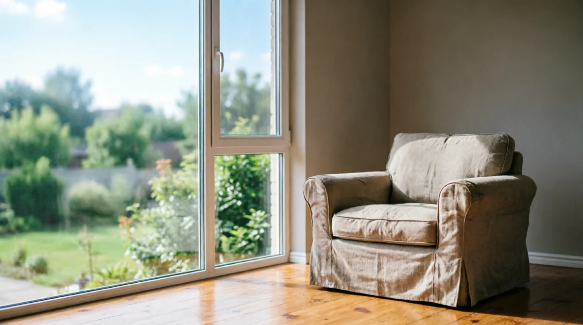 Solar window film helping a summer living room stay cooler and open